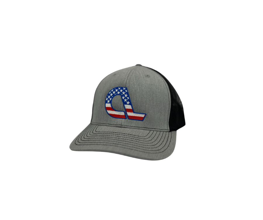Heather Grey and Black American Flag